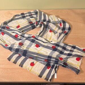 Talbots Plaid Scarf with Red Apple Pattern 🍎